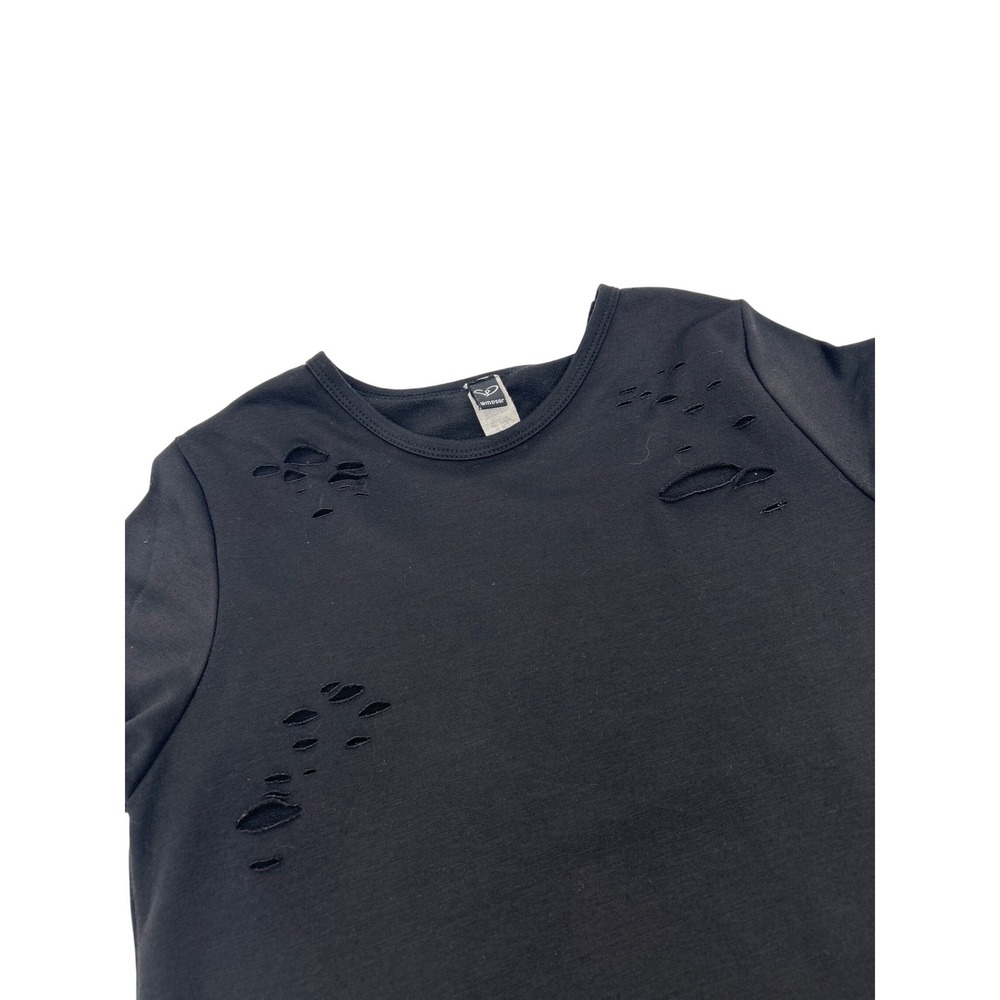 Windsor‎ Womens Black Distressed Ripped T-Shirt Dress Short Sleeve Crew Neck Med - Picture 6 of 9